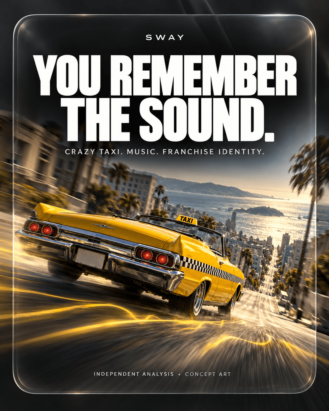 You remember the sound: yellow taxi editorial concept for SWAY's Crazy Taxi music strategy analysis
